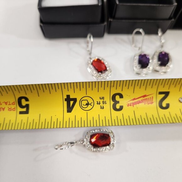 Avon Monaco Nights Drop Earrings Pendant Necklace Gift Sets Purple & Red NEW - Picture 6 of 15